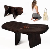 Monk & Llama Meditation Bench - Foldable, Ergonomic, Bamboo Kneeling Stool Perfect Seiza Bench Medit