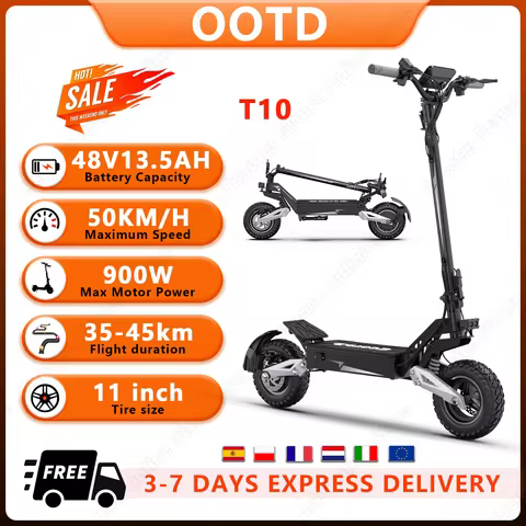 T10 E-Scooter 900W Peak Motor 48V13.5Ah Lithium Battery Large Screen LED Display Electric Scooter 11