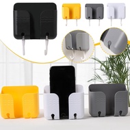 Wall Mounted Phone Holder Organizer Storage Box Plug Mobile Wall Control Remote Phone Stand E6i5