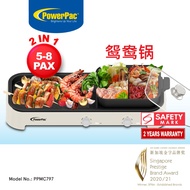 PowerPac Steamboat with BBQ Grill, 2 in 1 Multi Cooker with Non-stick YuanYang pot (PPMC797)