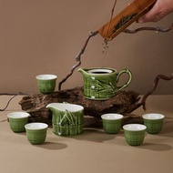 竹節茶具組 / 綠釉 / 一壺+六杯+茶海