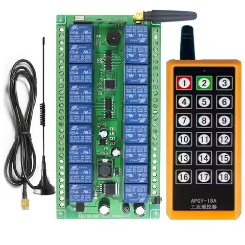 1000M Universal 315/433mhz DC 12V 24V 18CH RF Wireless Radio Remote Control Switch System Receiver T
