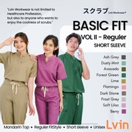 Lvin] Vol II - Mandarin Collar - Baju SCRUB MEDICAL SCRUB SUIT DOCTOR'S SCRUB FOR MAN &amp; WOMEN /Regular Fit/ Set Shirt Pants Take Care OKA OK Nurse/Day to Night Series/Doctor Short Sleeve [Export]