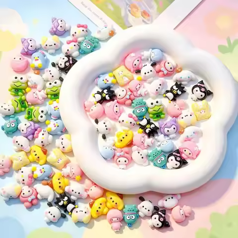 20pcs Cinnamoroll hello kitty Keroppi acrylic mini nail charm DIY Nail Art Accessories for Manicures