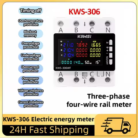 KWS-306 Digital Watt-Hour Meters Electricity Meter Smart Life Three-phase Four Wire Guide Rail Meter