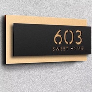 Black gold acrylic unit number signage House CustomisedNumbers Plaques Number Signage Home door numb