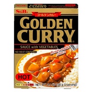 【Made in Japan】S&amp;B Golden Curry Sauce with Vegetables HOT 230g Ready-To-Eat Japanese Curry (NO MEAT CONTAINED)