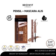 Browit By Nongchat Brow Salon Liquid & Cara Warna 02 Gorgeous Brown Original Thailand 2 in 1 Pensil 