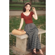 Bazzi design plain T-shirt with checkered bow - Real photo taken by myself