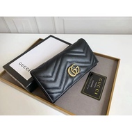1: 1 Original Label GG Marmont Series Marmont Long Snap Button Gold Label Logo Quilted Leather Walle