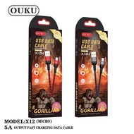 OUKU X12 Charging Cable 1 Meter Long 5A Power Supply For iOS/Micro/Type-C KingKong Data ok
