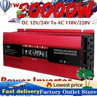 ️20000W Power inverter Solar inverter DC 12V/24V to AC 110V/220V Car inverter LED Intelligent Digital Display USB interface Sine wave vVoltage Converter