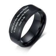 8mm Stainless Steel Band Rings For Men Male Inspirational English Words Ring Father
