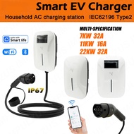 AC EV Charging Station 7KW 11KW 22KW for EV Vehicle IEC62196 Type2 Wallmount Smart EV Charger Custom