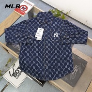 In Stock MLB NY Embroidered Logo Retro Men‘s All-Over Print Denim Jacket
