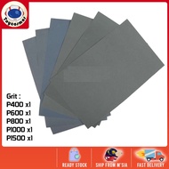 Finishing Abrasive Sanding Paper Pack- P400, P600, P800, P1000, P1500  (each 1 piece, total 5 pieces