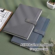 (Can Engrave Logo) A5/B5 Leather Student Subject Notebook, Buckle Work Notepad, Business Meeting Rec