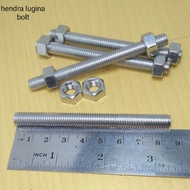 Long thread m8x85 pitch 1.25 stainless sus 304 double nut screw nut bolt and nut