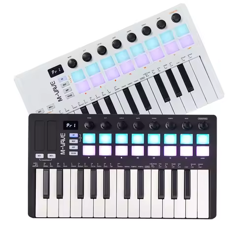 M-VAVE SMK-25 II 25 Key MIDI Controller Keyboard USB Mini 16 RGB Drum Pads 8 Knobs with Music Produc