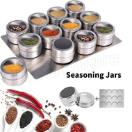Kitchen Outdoor Seasoning Organizer / Salt And Pepper Jars seasoning bottle / Spice Jars With Wall Mounted Rack / Stainless Steel Spice Tins Spice Seasoning Containers /