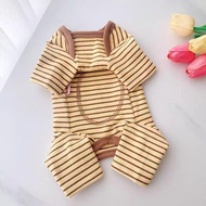 Long Sleeves Four-Legged Dog Pajamas Soft Elastic Striped Dog Base Shirt Pet Sleepwear Comfortable D