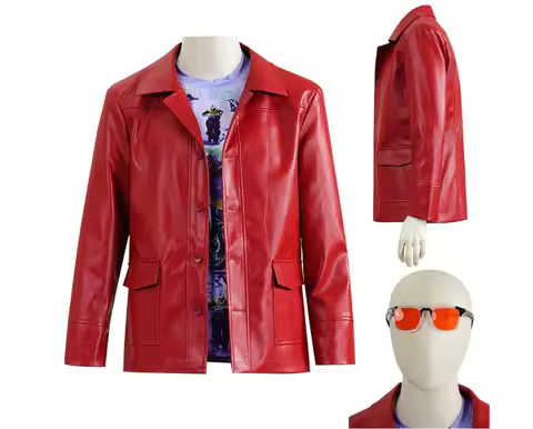 Fight Club Tyler Durden Cosplay Costume Men Red Jacket Coat Glasses Halloween Carnival Party Clothin