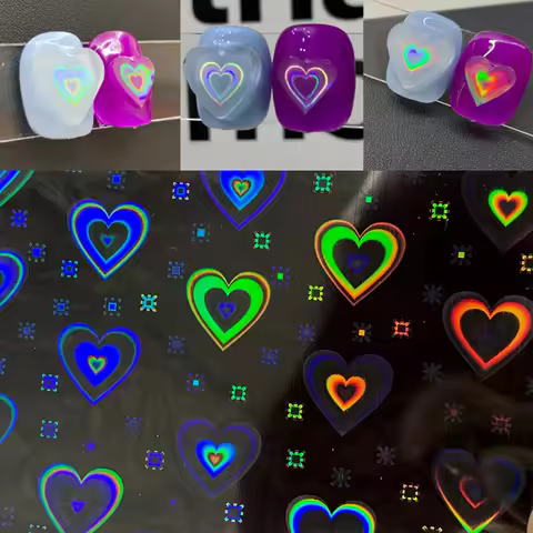 2pcs Holographic Aurora Heart Nail Sticker Aurora Laser korean Nail Decor 3D Dynamic Glass Nail Adhe