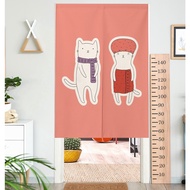Cartoon Animal Door Curtain Japanese Style Long Partition Room Doorway Curtain Velceo Tape No Nail Self Adhesive Short Curtain for Kitchen