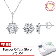 BAMOER S925 D Color VVS1 EX 2.0CT Moissanite Pendant Necklace and Earrings Jewelry Set for Women Wed