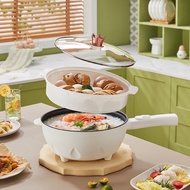 FLIW Electric Wok Wok Household Multifunctional Non-Stick Small Electric Hot Pot Steam Boil Frying W