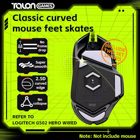 2 Sets TALONGAMES Mouse Feet Light Gray Custom Curved Edge Mouse Skates For Logitech G502 Hero Wired