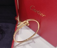 正品卡地亞Cartier 粗釘子無鑽size：15- 21碼玫瑰金手鐲bracelet全套證書