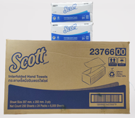 New Arrival SCOTT  Interfold Hand Towel 2 Ply Economy กระดาษเช็ดมือแบบแผ่น หนา 2 ชั้น แบบประหยัด แผ่นสั้น (20.7x20.2cm.)  250’s x 24 Pack/case 23766 ของ KIMBERLY-CLARK ขายยกลัง  มีของพร้อมส่ง