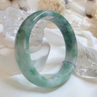天然翡翠A貨緬甸玉綠飄花 玉鐲 貴妃鐲