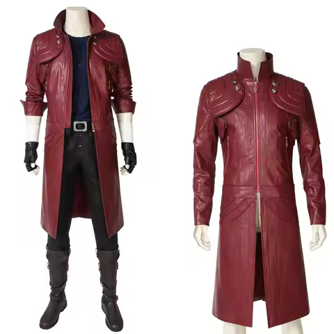 Demon Hunter Dante Game DMC 5 Cosplay Costume Red Long Jacket Halloween Christmas Outfit With Boots