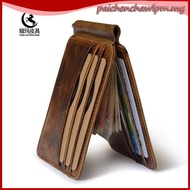 Vintage Money Clip Front Pocket Wallet Slim Minimalist Wallet RFID Blocking Dompet Lelaki Kulit Beg 