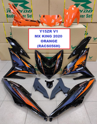 COVERSET Y15ZR V1- MX KING 2020 ORANGE RAPIDO BODY COVER SET YAMAHA YSUKU Y15 MOTOR ACCESSORIES WARNA JINGGA HITAM BLACK GLOSSY (RACS056H)