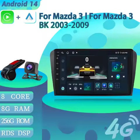 Car Radio Multimedia 4G GPS For Mazda 3 l For Mazda 3 BK 2003-2009 Android 14 Navigation Wireless BT