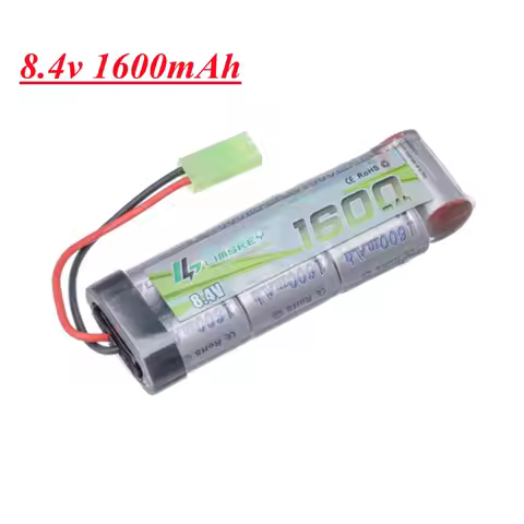 7S 2/3A 8.4V 1600mAh NiMH Flat Battery Pack with Mini Tamiya Connector for Airsoft Guns MP5, Scar, M
