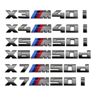 Grey For BMW X3M X4M X5M X6M X7 M power emblems badge logo 40i 40d 50i 50d 60d 60i ABS Rear Logo car