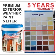 5L ( 5 LITER ) WEATHER PREMIUM EXTERIOR ACRYLIC PAINT FEDERAL PAINT ROYALSHIELD 5 YEARS / ANTI FUNGU