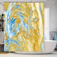 Blue Shower Curtain Bathroom Decorative Print Modern Home Décor Fabric Waterproof Bath Mat Liner 72x