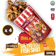 Crusty's Mala Salted Egg Fish Skin (4 X 100g Packets)