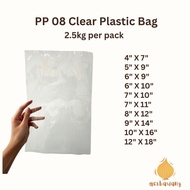 PP 08 Plastic Bag / PP Clear Plastic Bag 2.5KG (10 sizes available)