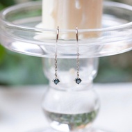 倫敦藍托帕石925純銀耳勾式鍊子耳環