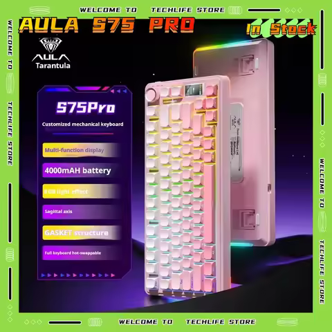 AULA S75 Pro 75% Layout Gasket Mount Wireless Mechanical Keyboard Hot Swappable Tri Mode 2.4G RGB Cu