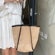 changfirstshop Look.Hive กระเป๋าผ้าป่านมินิมอล ทรงสวยแถมกระเป๋าหนังใบเล็ก 3 สี N039