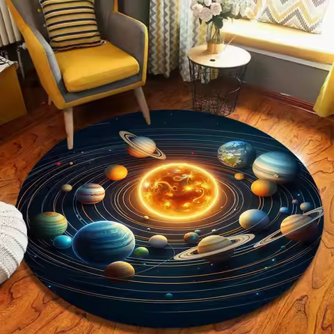 Kid's Play Area Rug Cartoon Universe Galaxy Carpet for Living Room Decor Sofa Kid's Bedroom Rug Kids
