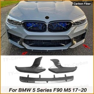 Real Carbon Fiber Front Bumper Lip Upper Side Splitter Canard Trim For BMW 5 Series F90 M5 Car Bodyk
