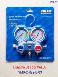Bộ đồng hồ nạp Gas điều hòa R22/R134a đôi VALUE VMG-2-R22-B chính hãng